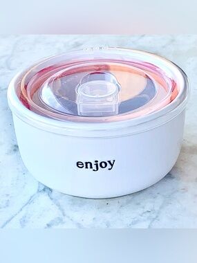 SIGNATURE HOUSEWARES ENJOY WHITE STONEWARE STORAGE BOWL 12 OUNCE  5IN NEW